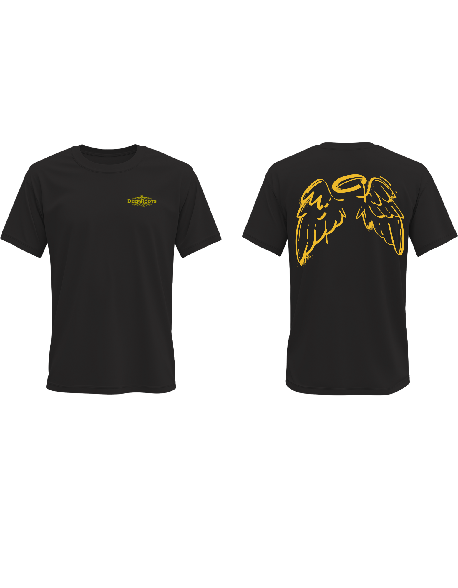 DeepRoots black t-shirt with Wings design - South African streetwear