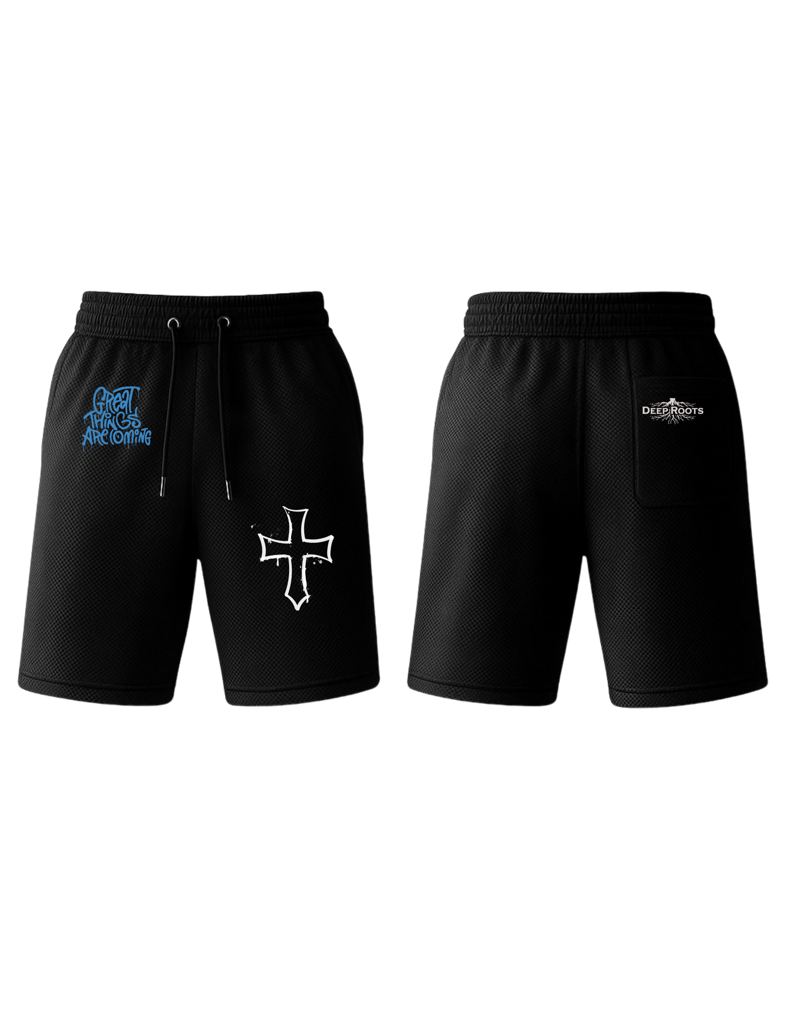 DeepRoots men's black mesh shorts with blue accent - South African streetwear